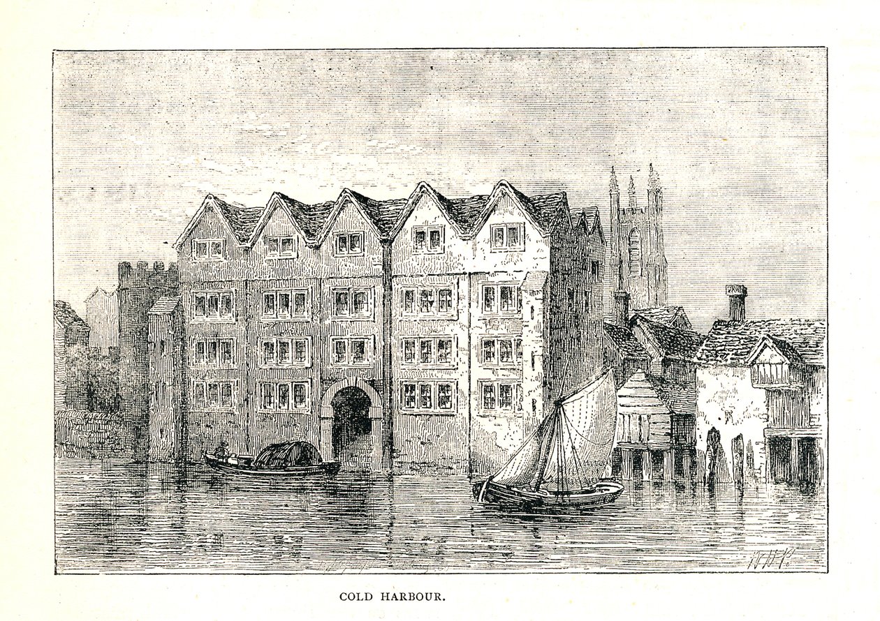 Kold Havn. Medieval Mansion House North Bank of Thames over London Bridge, 1894 af Walter Thornbury