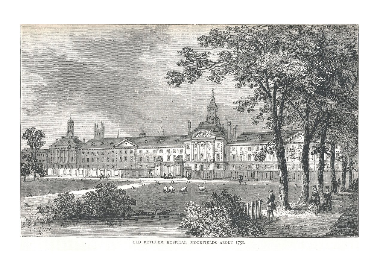 Gamle Betlem Hospital. Moorfields omkring 1750, 1878 af Walter Thornbury