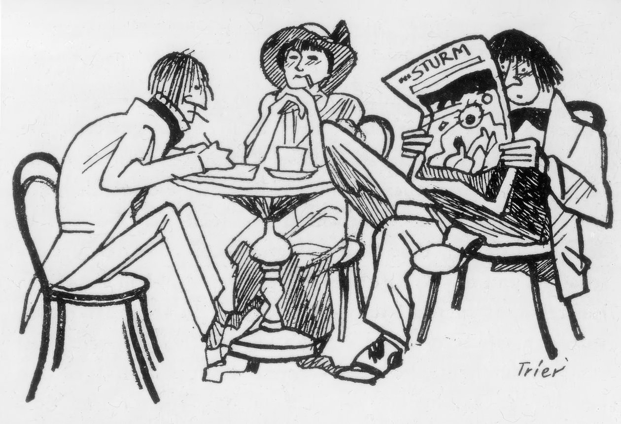 Skribenter i Cafe des Westens af Walter Trier