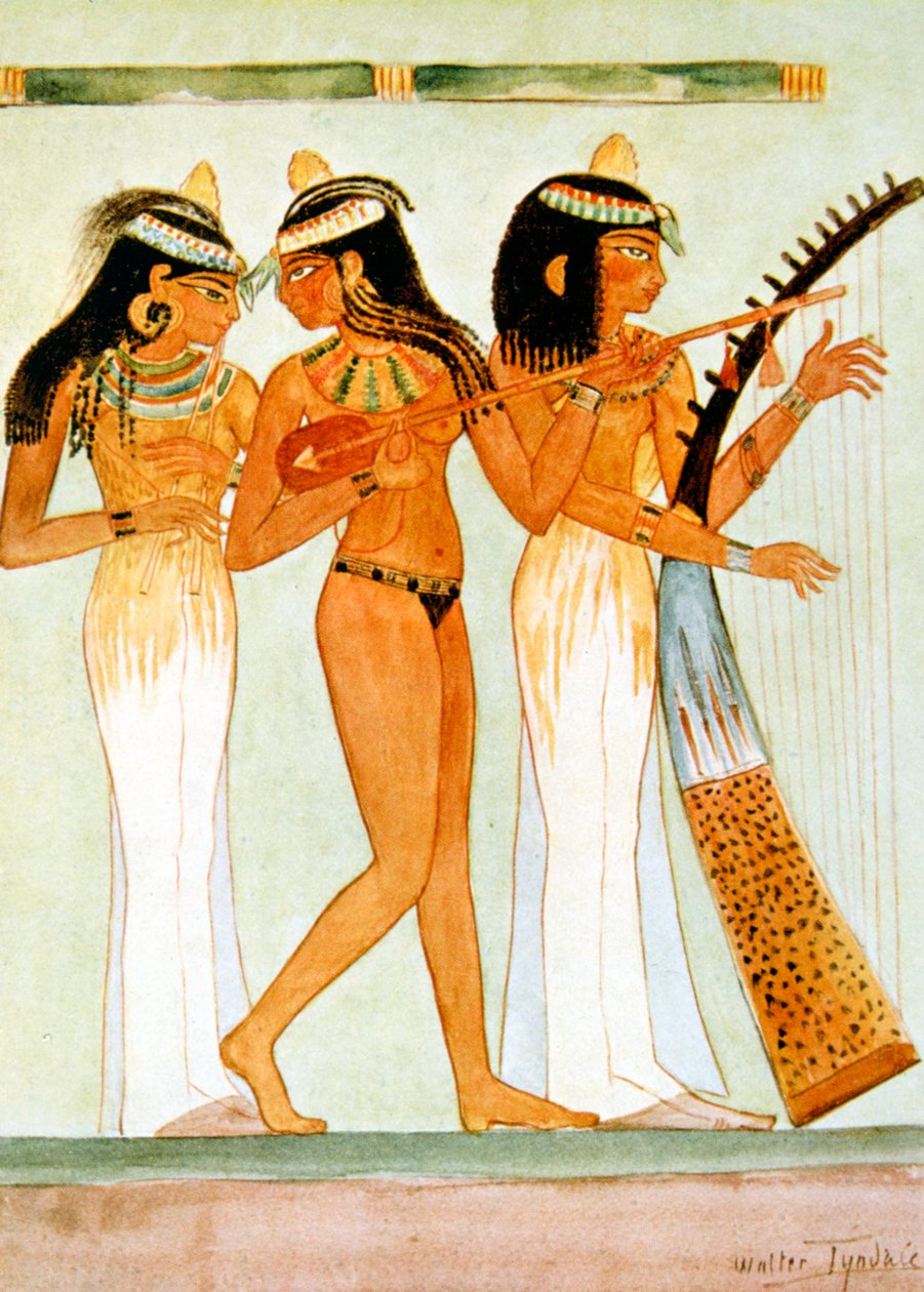 Gamle egyptiske musikere og en danser, 1910 af Walter Tyndale