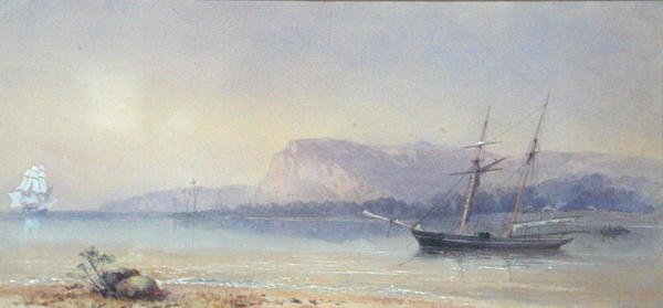 Skibe ved anker (akvarel på papir) af Walter William May