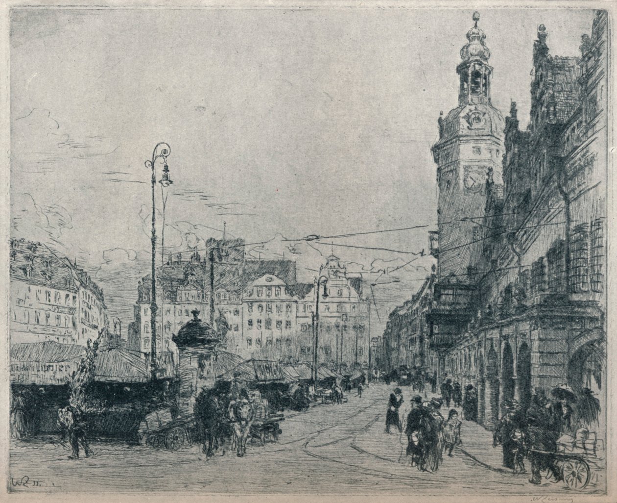 Markedsplads, Leipzig, c1913 af Walter Zeising