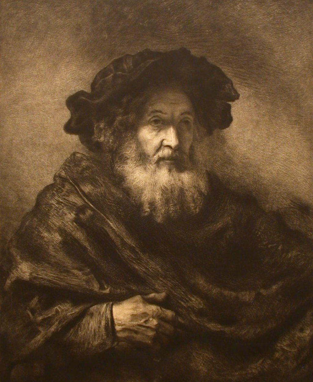 Uden titel: Rembrandtesque Old Man, 20. århundrede. af Waltner