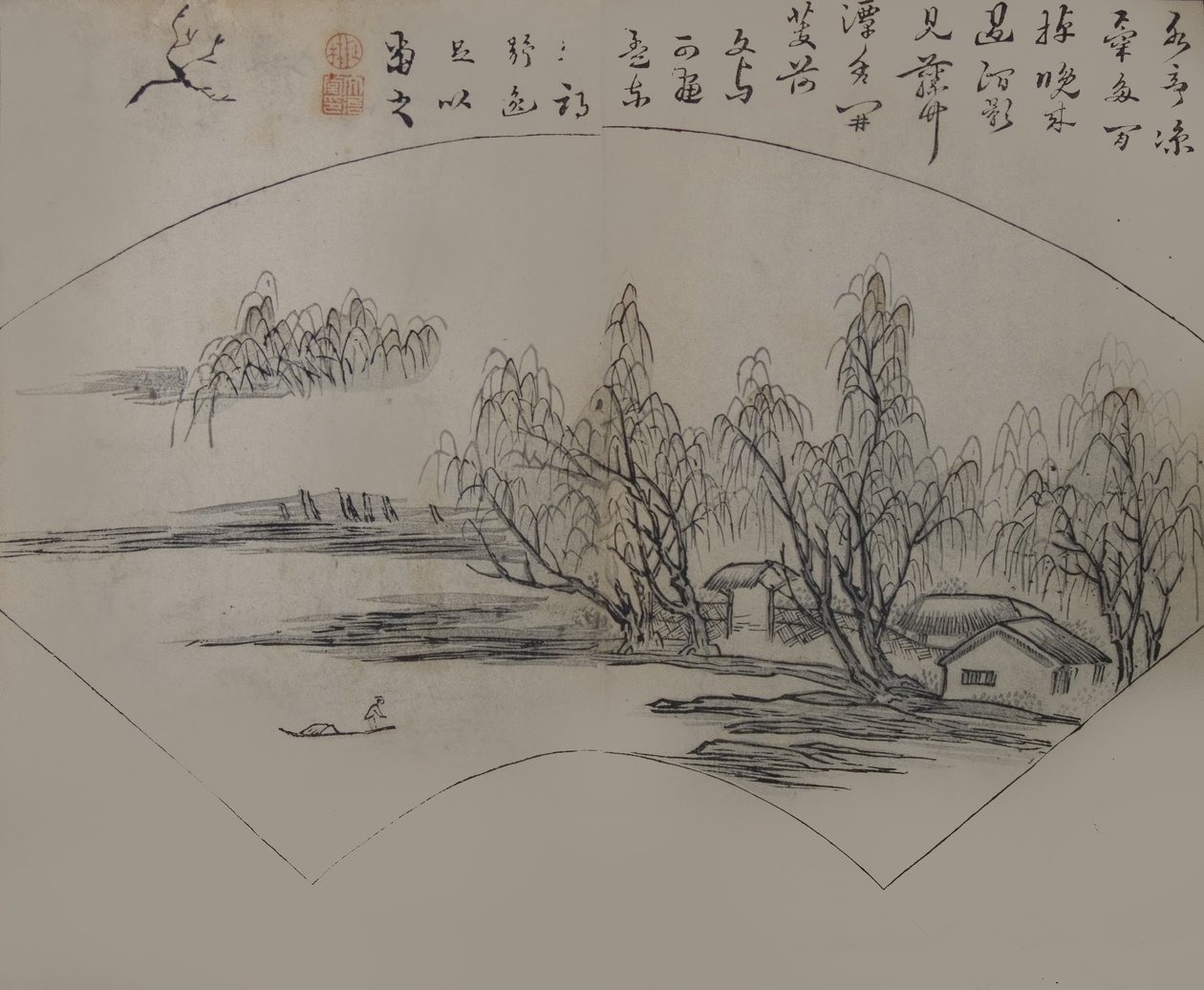 Landskab efter Wen Tong 1018-1079, fra Mustard Seed Garden Manual o..., første udgave, 1679. af Wang Gai