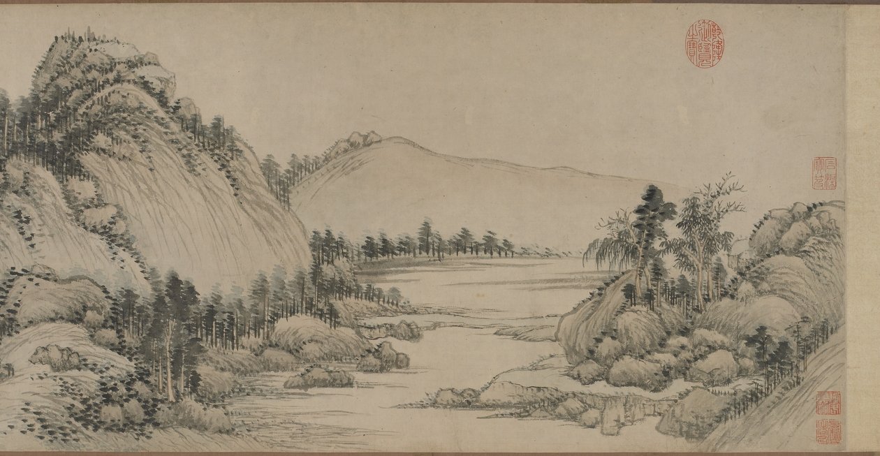 Bo i Fuchun-bjergene efter Huang Gongwang, Qing-dynastiet, 1672 (blæk og farve på papir) af Wang Hui