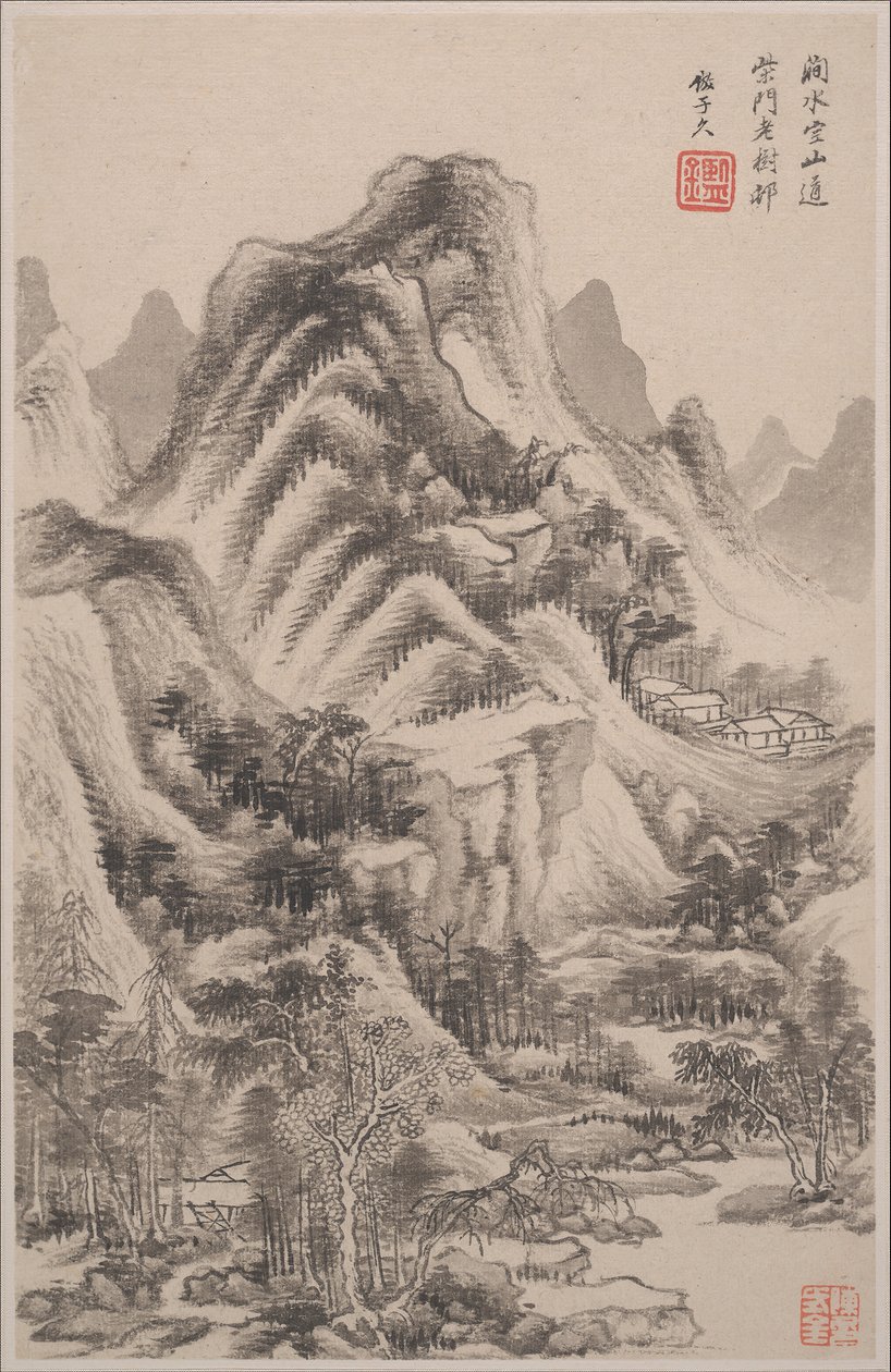Landskaber i stil med gamle mestre, dateret 1668. af Wang Jian