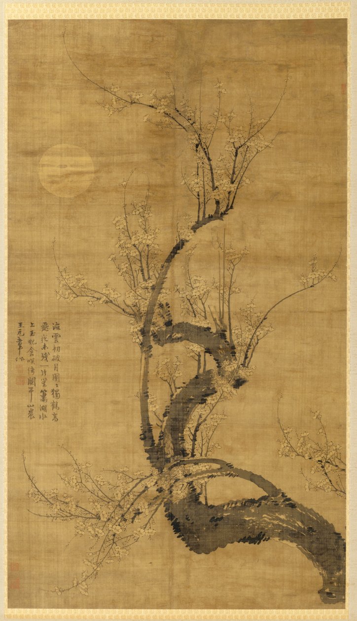 En Prunus i måneskin, 1300-tallet. af Wang Mian