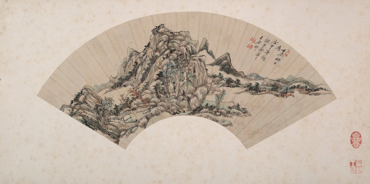 Landskab i stil med Huang Gongwang af Wang Yuanqi