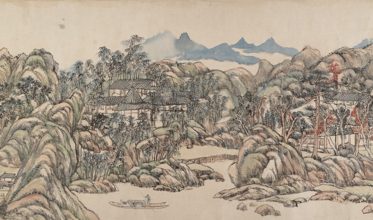 Wangchuan Villa, dateret 1711. af Wang Yuanqi