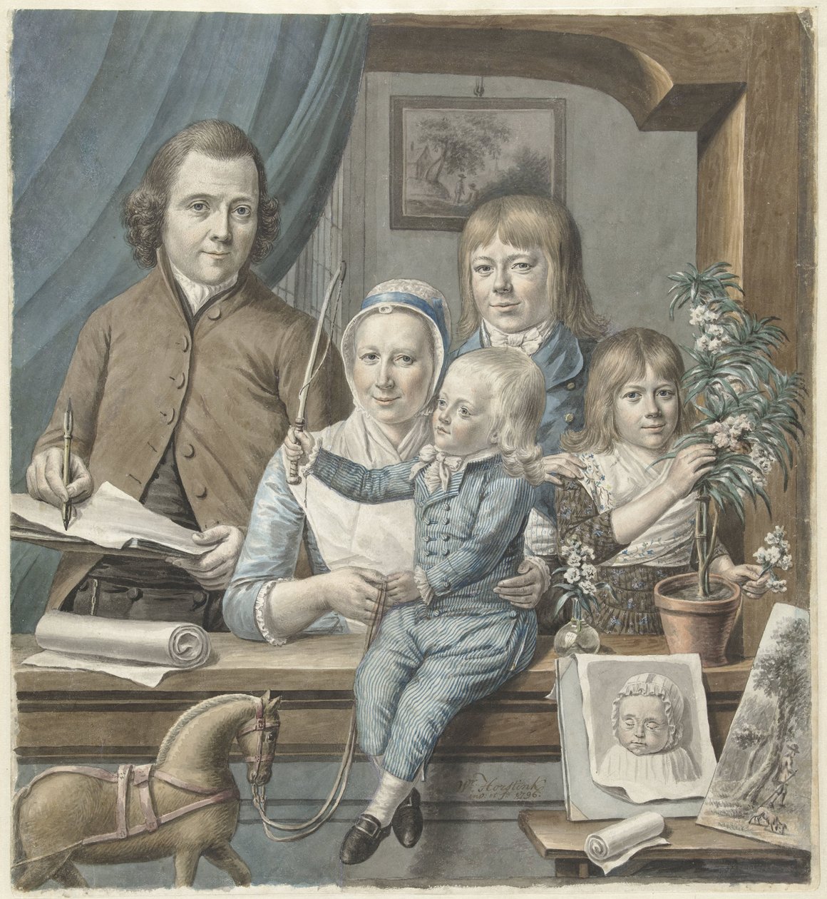 Kunstneren selv og hans familie af Warner Horstink