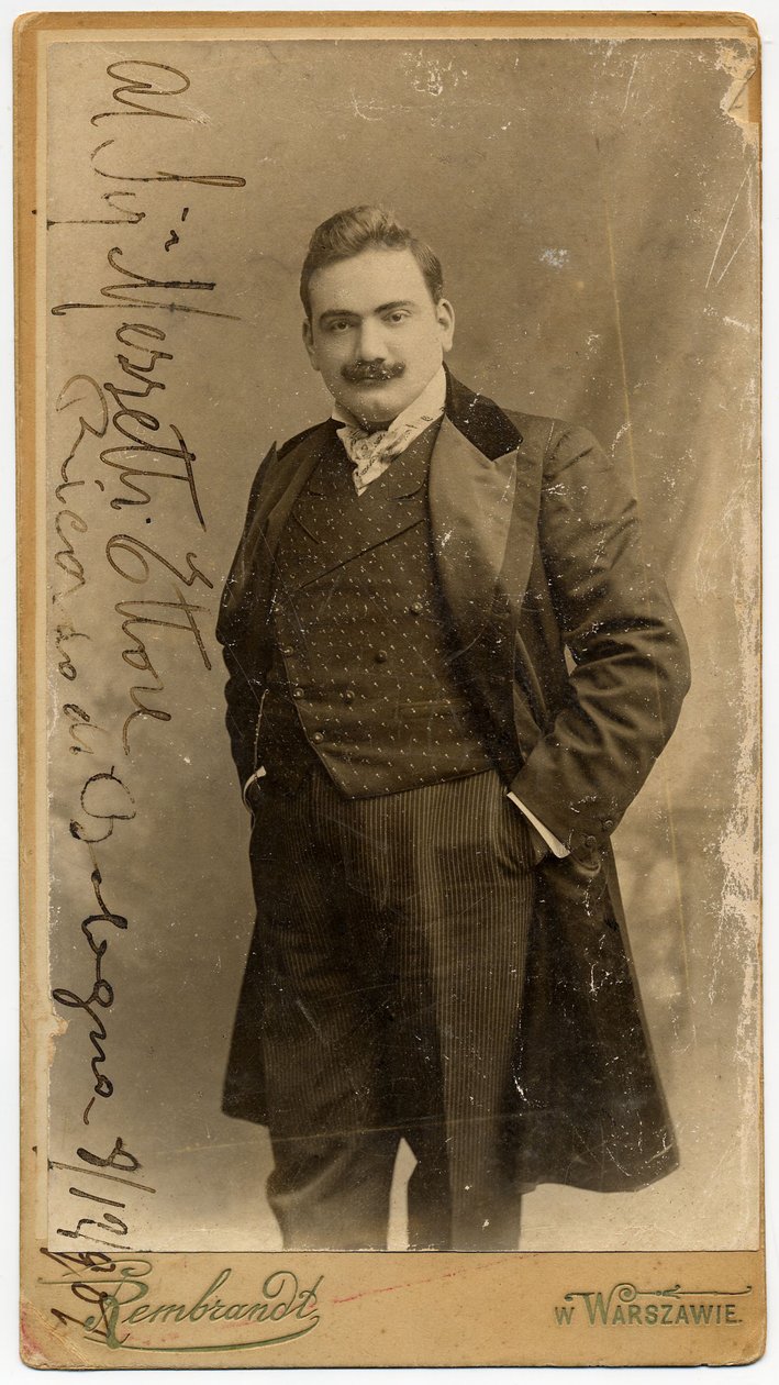 Portræt af operasangeren Enrico Caruso 1873-1921, 1900-tallet. af Warsaw. Photo studio Rembrandt