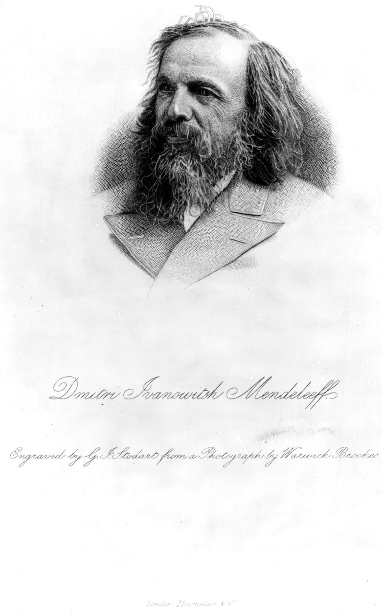 Dmitri Mendeleev, graveret af George J. Stodart af Warwick Brookes