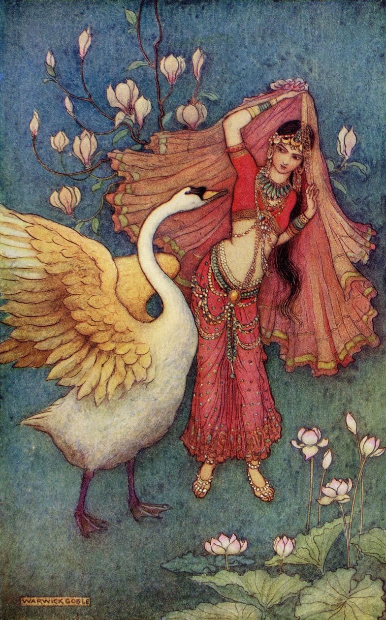Damayanti and the Swan, illustration fra 