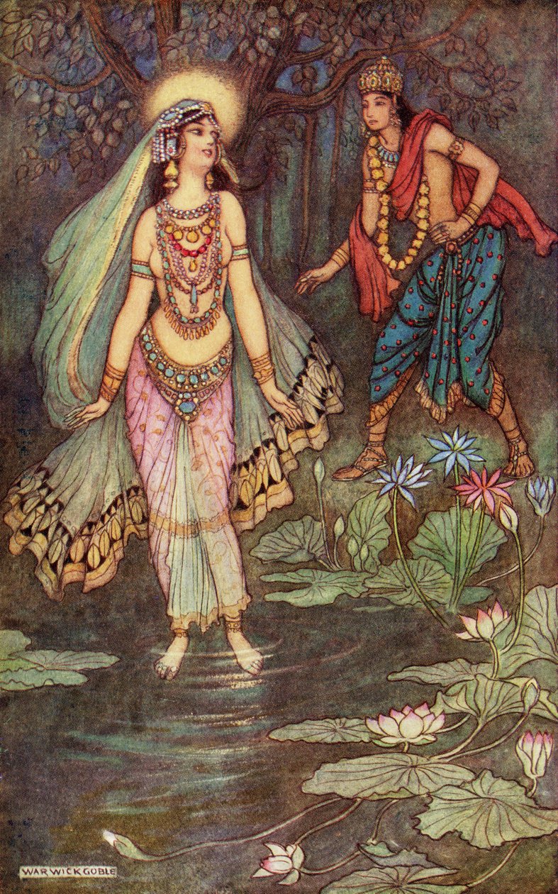Shantanu Meets the Goddess Ganga, illustration fra 
