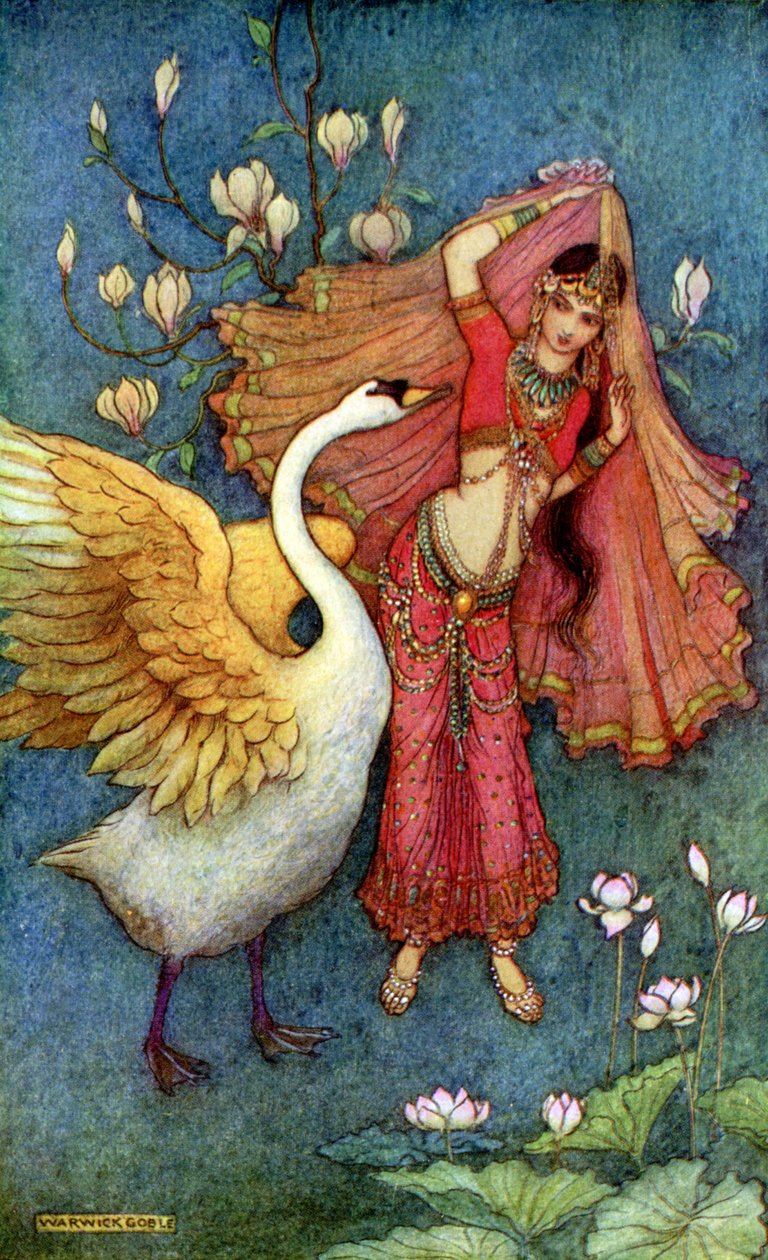 Prinsesse Dayamanti og svane-budbringeren af Warwick Goble