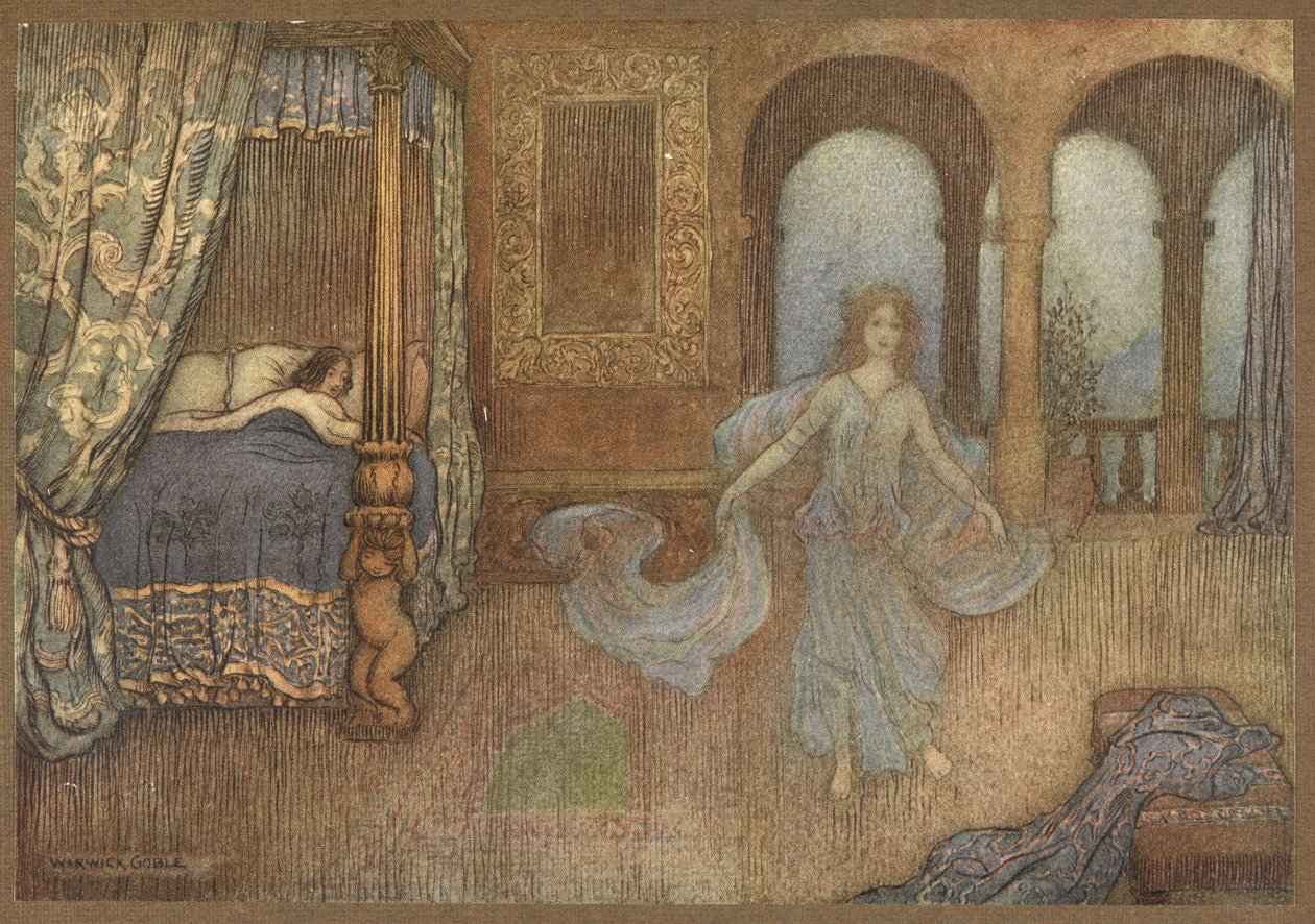 Feen, der viser sig for prinsen, fra Myrten. af Warwick Goble