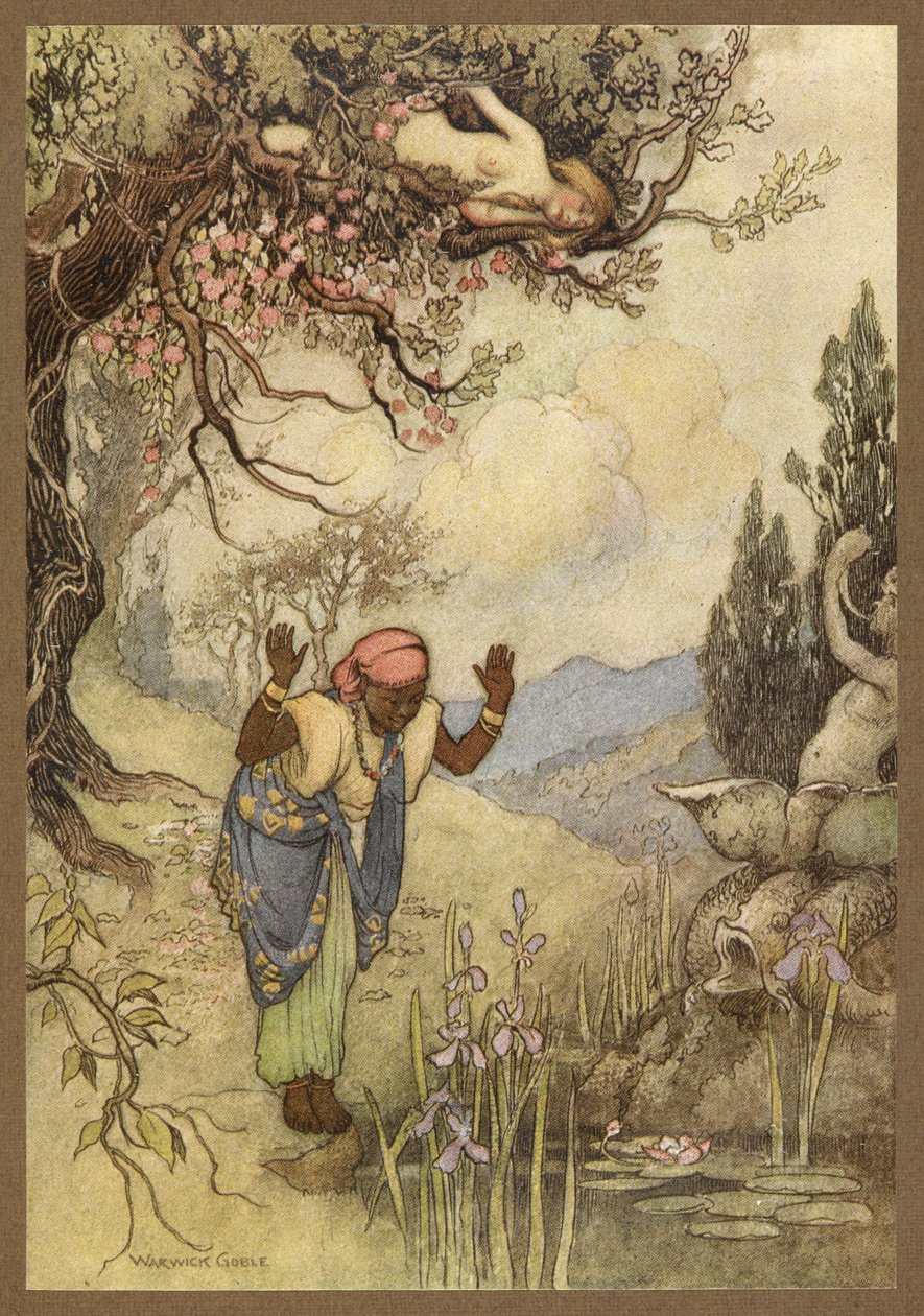 The Slave at the Well fra The Three Citrons. af Warwick Goble