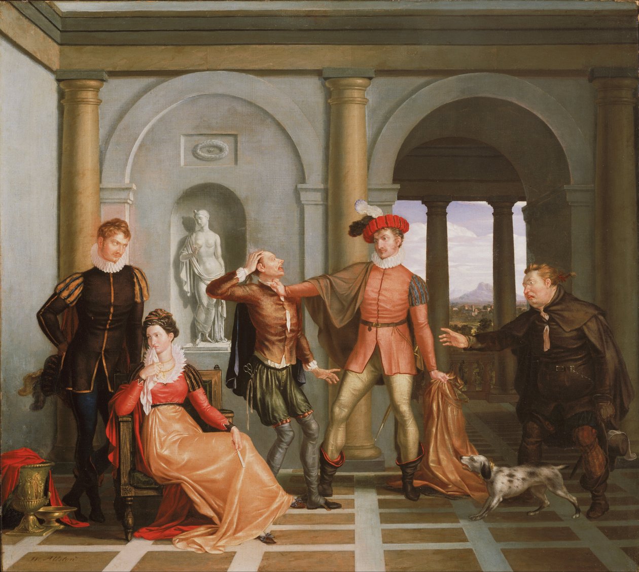Scene fra Shakespeares The Taming of the Shrew (Katharina og Petruchio) af Washington Allston