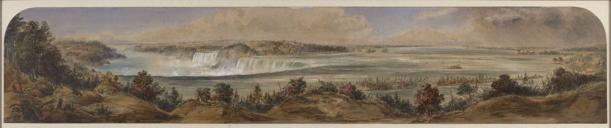 Udsigt over Niagaravandfaldene fra oven, ca. 1865 (wc på papir) af Washington F. Friend