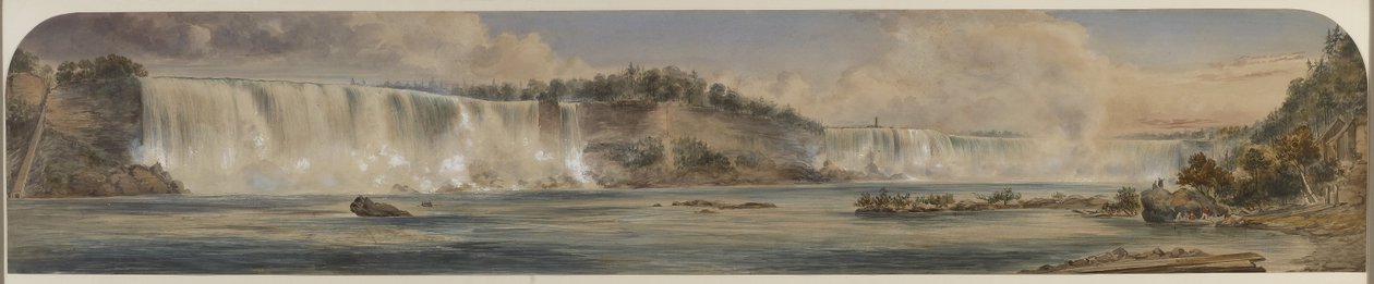 Udsigt over Niagara Falls nedefra, ca. 1865 (wc på papir) af Washington F. Friend