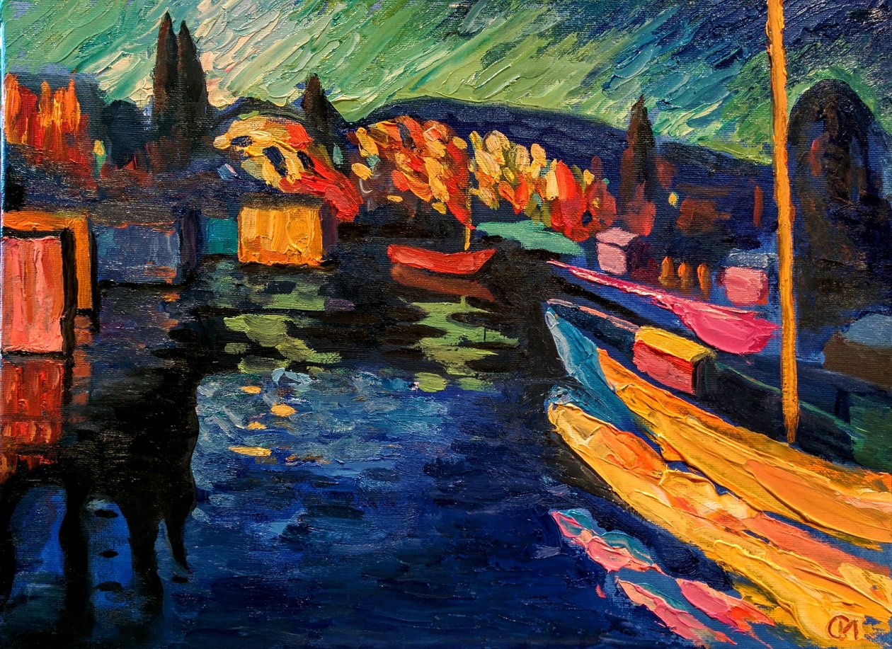 V. Kandinsky. Efterårslandskab med både af Wassily Kandinsky