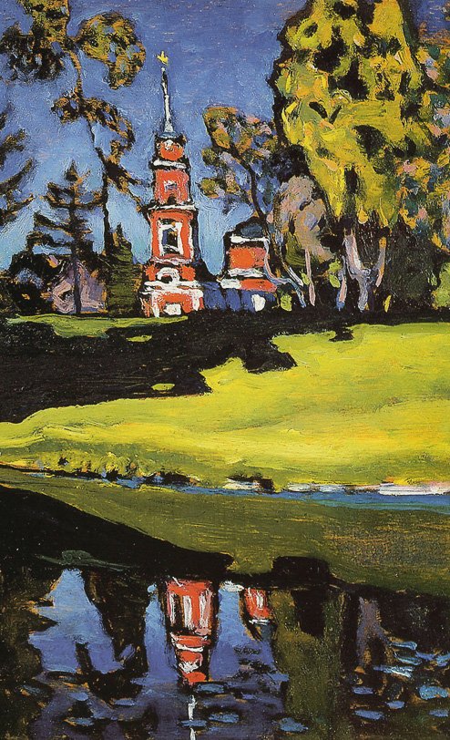 Akhtyrka, den røde kirke af Wassily Kandinsky