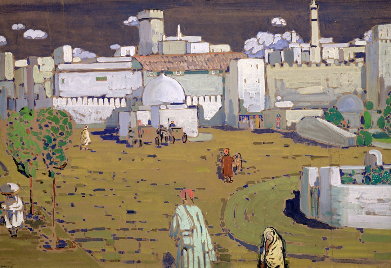 En arabisk by, 1905 (tempera på kort) af Wassily Kandinsky