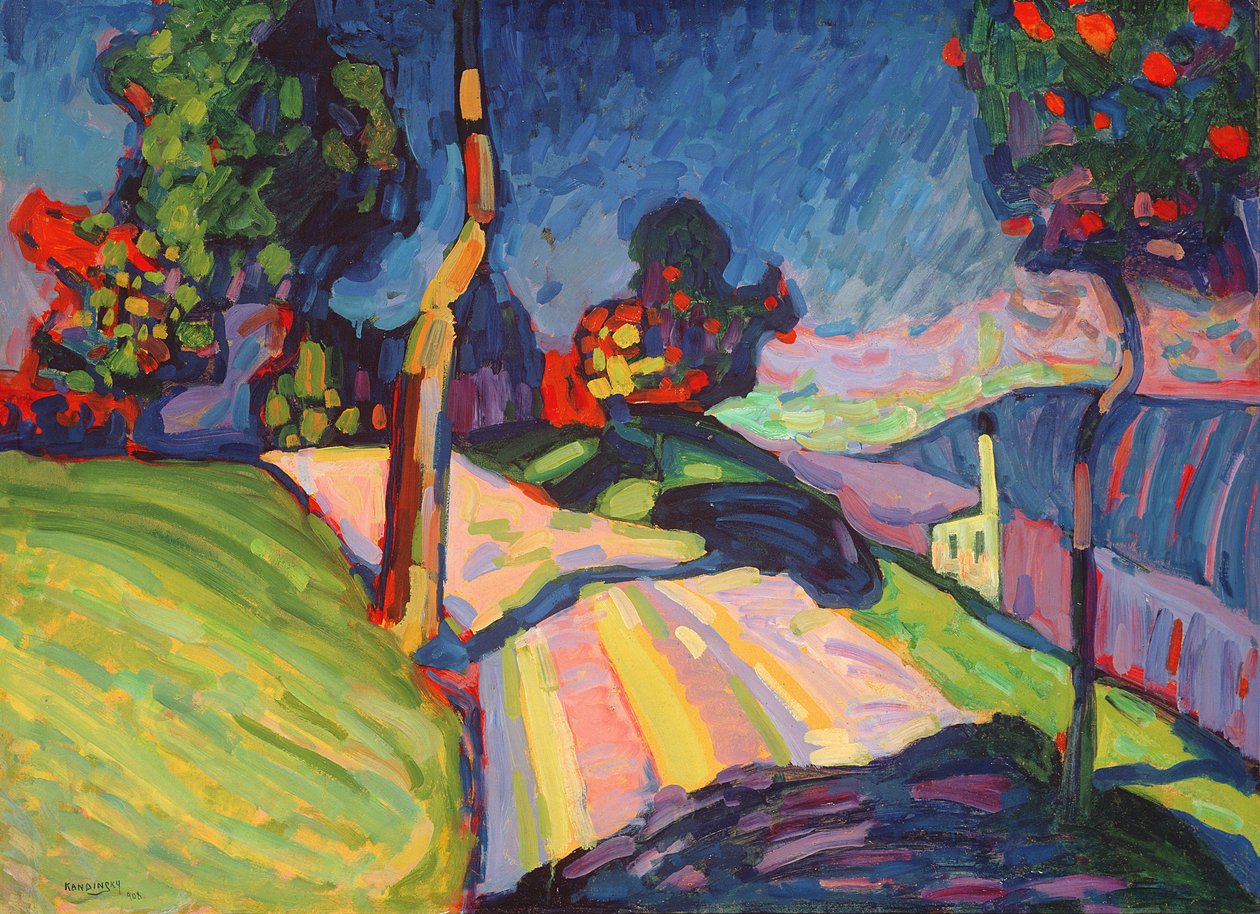 Autumn Landscape, Murnau, 1908 (olie på kompositionstavle) af Wassily Kandinsky