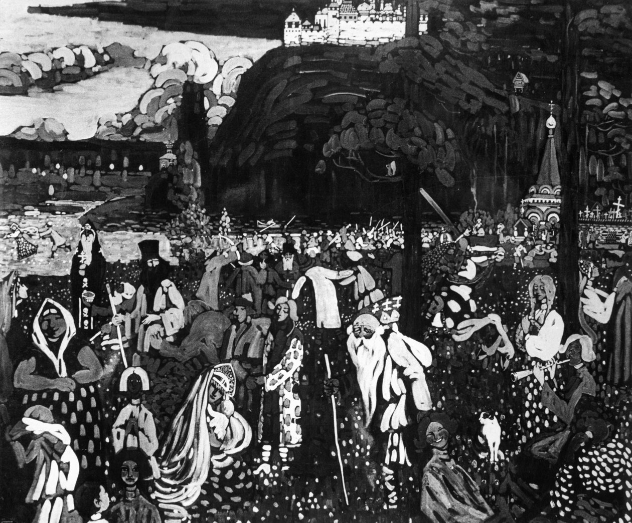 Farverigt liv, 1907 (tempera på lærred) af Wassily Kandinsky