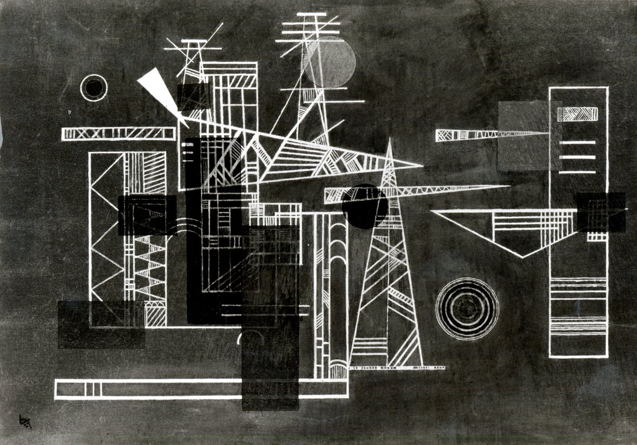 Byggeri med spidser, 1927 af Wassily Kandinsky