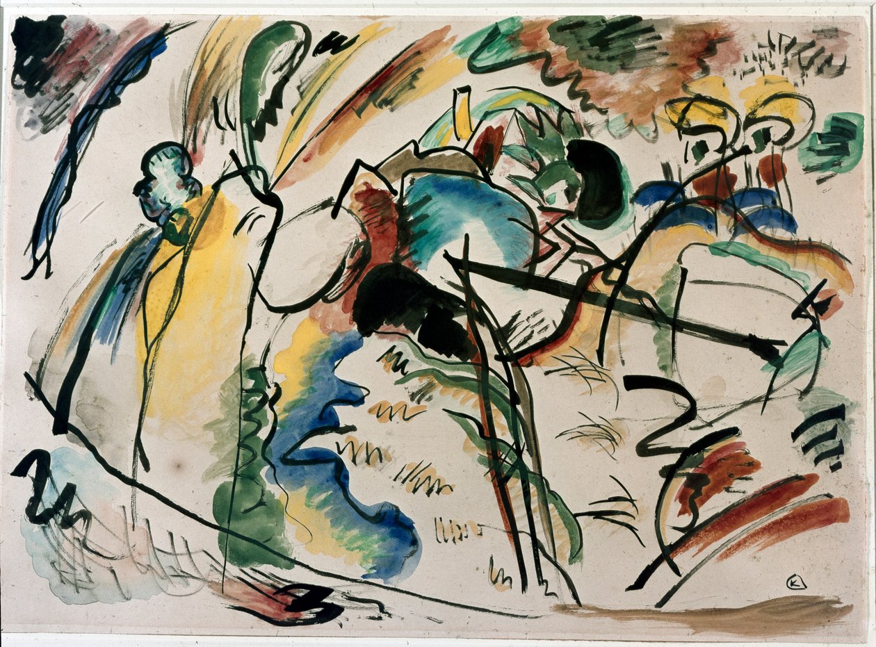 Ekspressionisme: studie til at male med hvidt skum. Maleri af Wassily Kandinsky af Wassily Kandinsky
