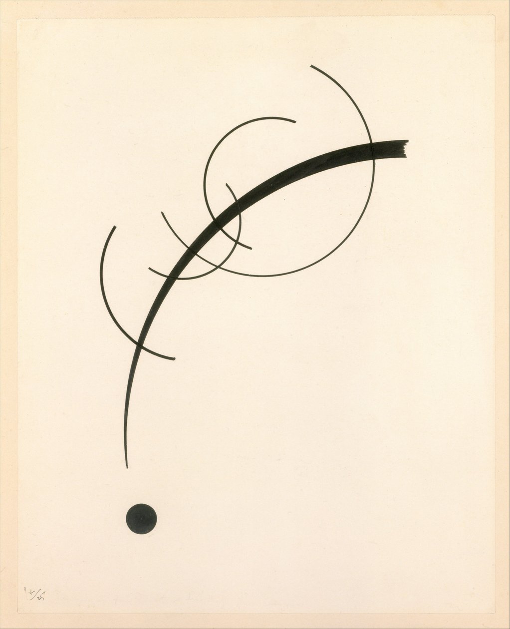 Free Curve to the Point - Accompanying Sound of Geometric Curves, 1925 (blæk på papir) af Wassily Kandinsky