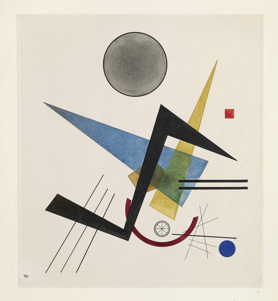 Grey Circle, 1923 (wc & blæk på vævet papir) af Wassily Kandinsky