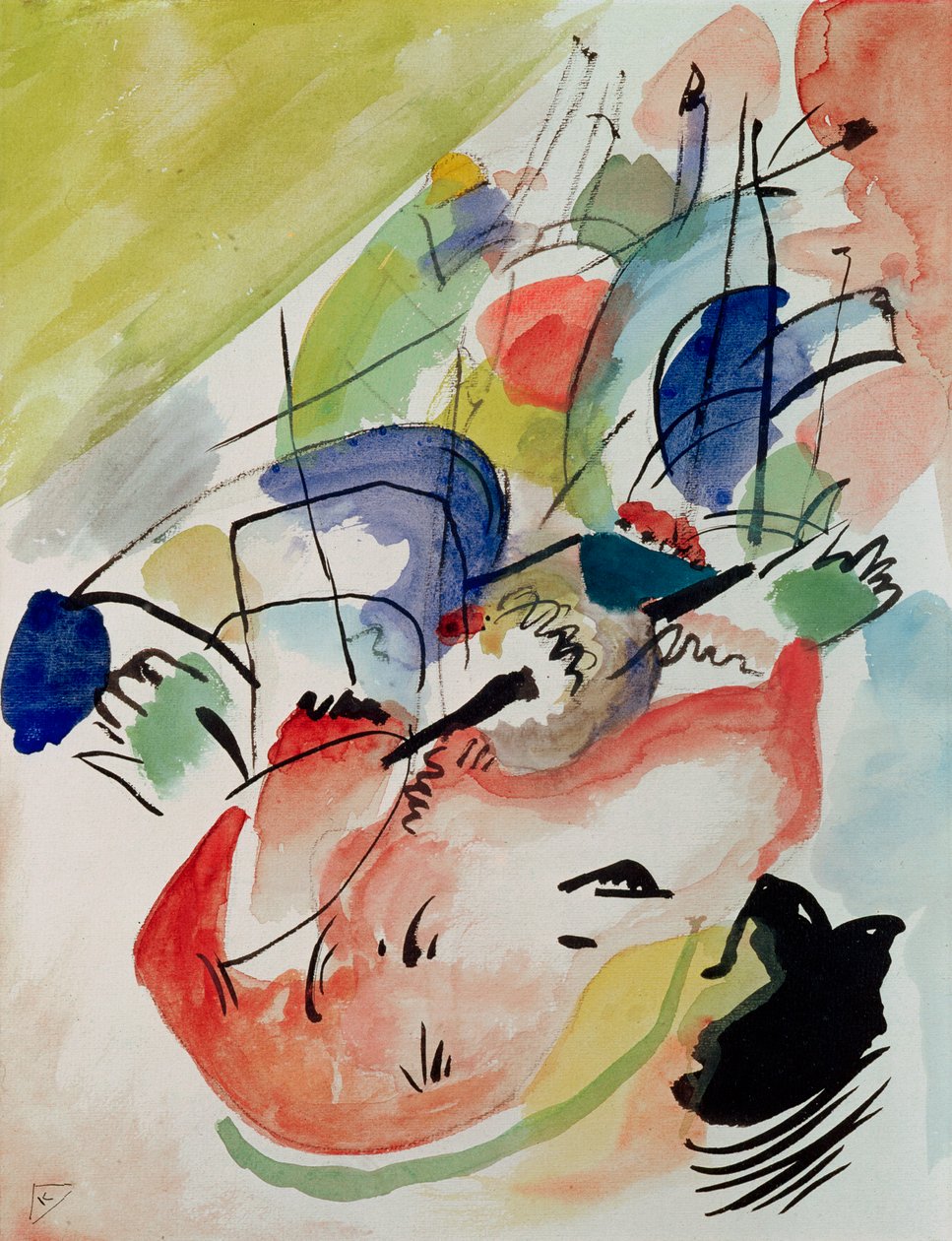 Improvisation XXXI, 1913 (blyant, wc og blæk på papir) af Wassily Kandinsky