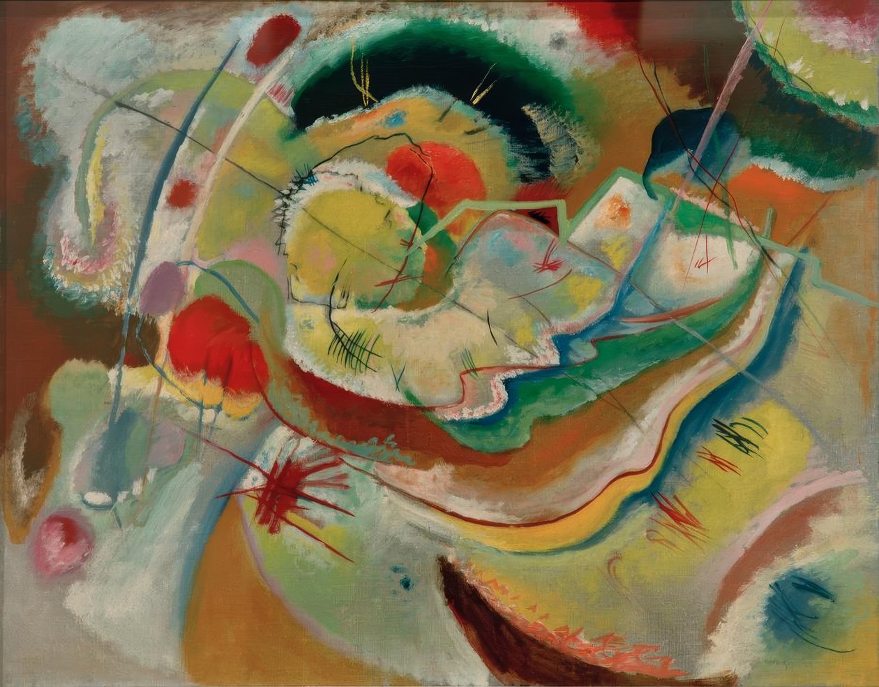 Lille billede med gul af Wassily Kandinsky