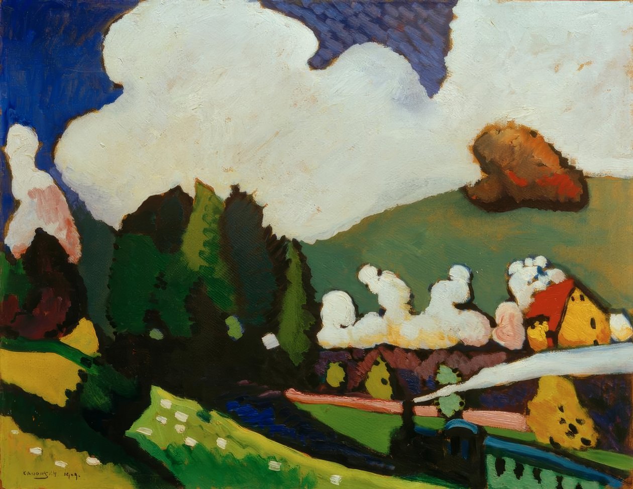 Landskab nær Murnau med et lokomotiv af Wassily Kandinsky