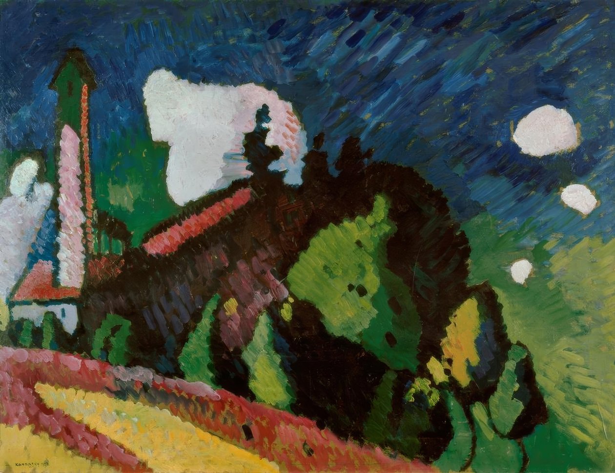 Landskab med et tårn af Wassily Kandinsky