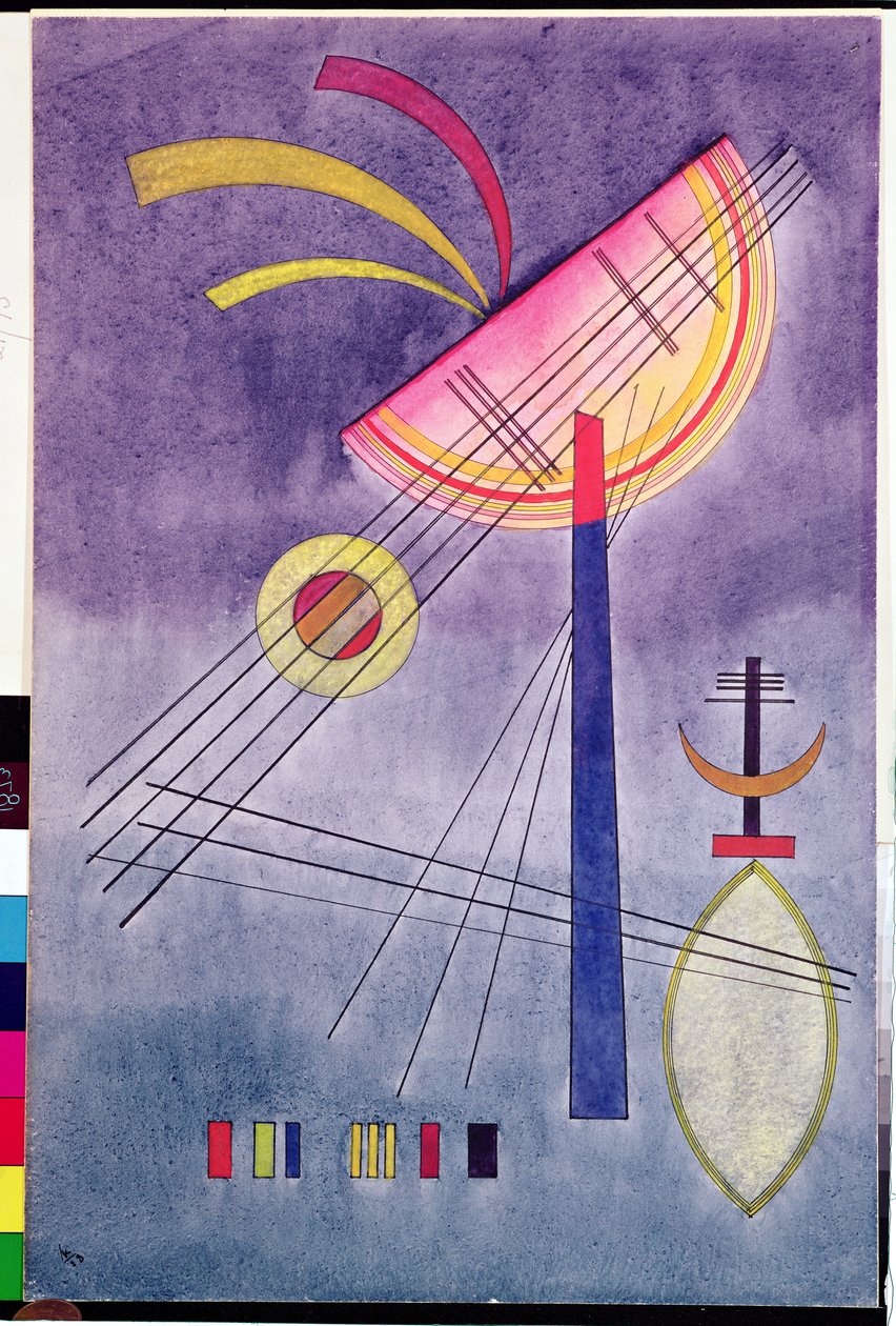 Leaning Semicircle, 1928 (wc, pen og blæk) af Wassily Kandinsky