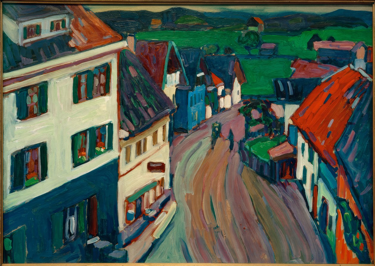 Murnau - udsigt fra vinduet på Griesbräu af Wassily Kandinsky