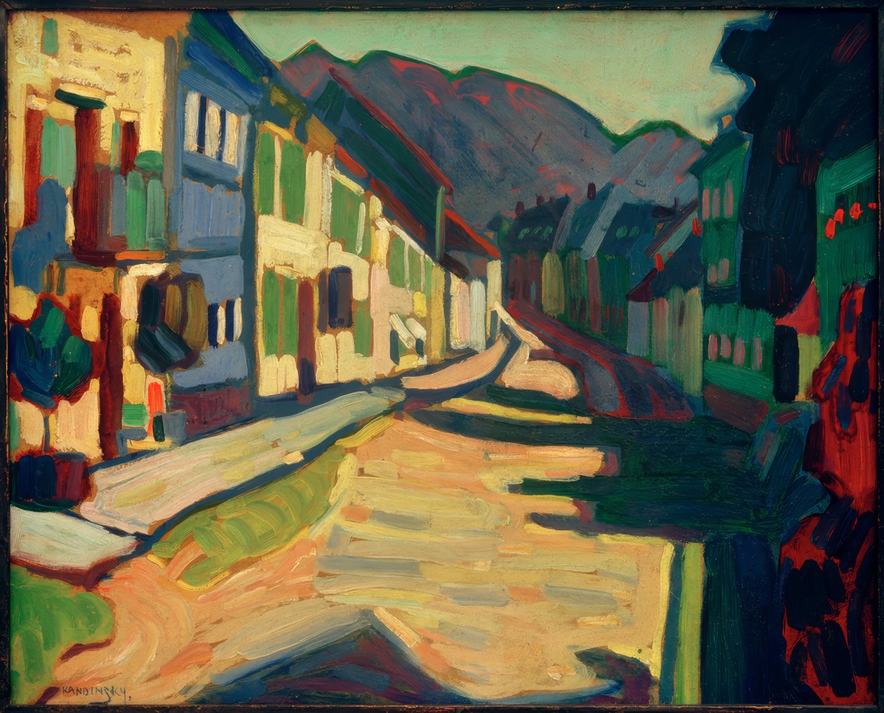 Murnau - Obermarkt med bjerge af Wassily Kandinsky