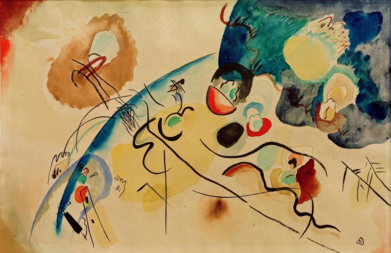 Uden titel (komposition med trojka -motiv) af Wassily Kandinsky