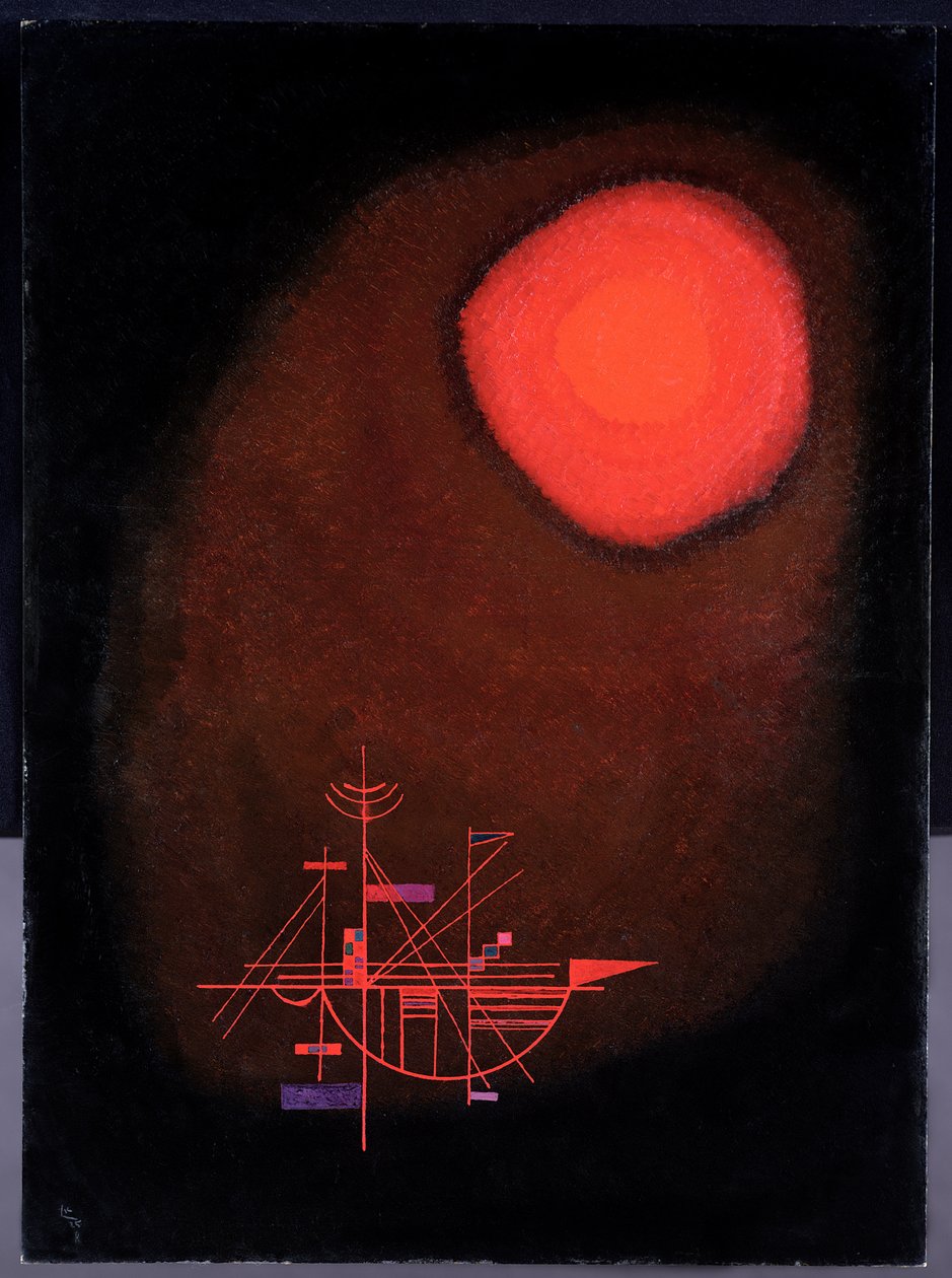 One Spit, 1925 (olie på kort) af Wassily Kandinsky