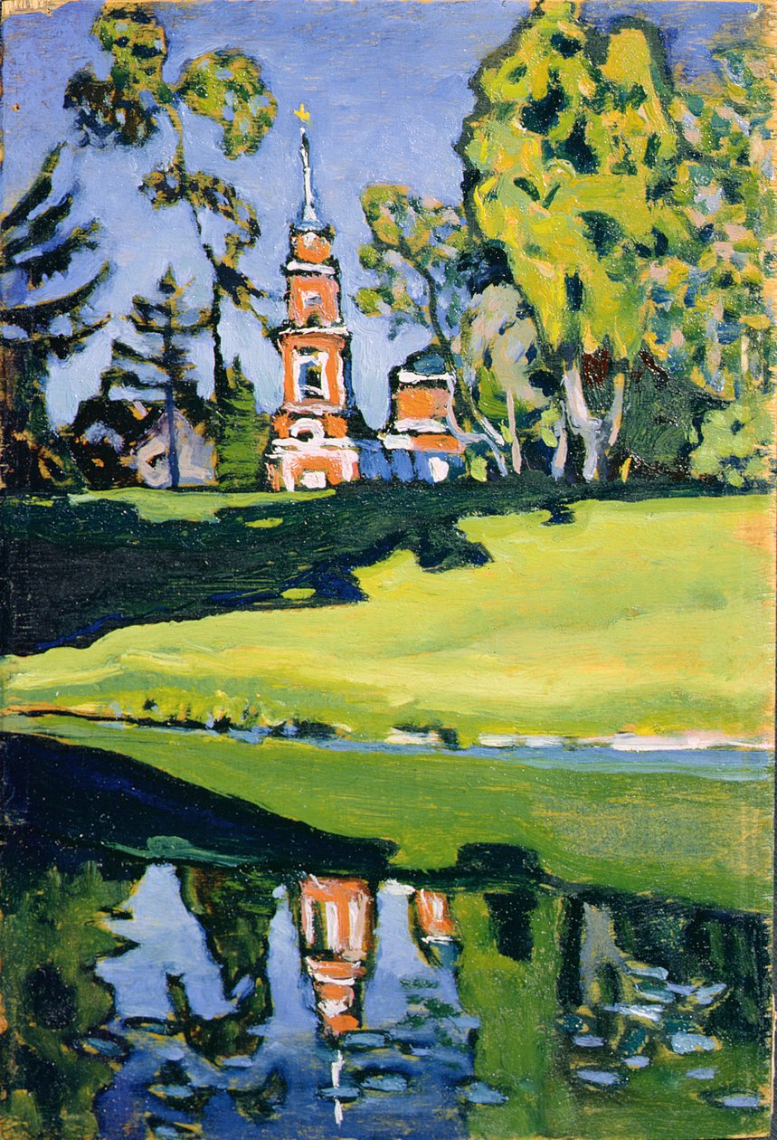 Røde Kirke, 1900 (olie på krydsfiner) af Wassily Kandinsky