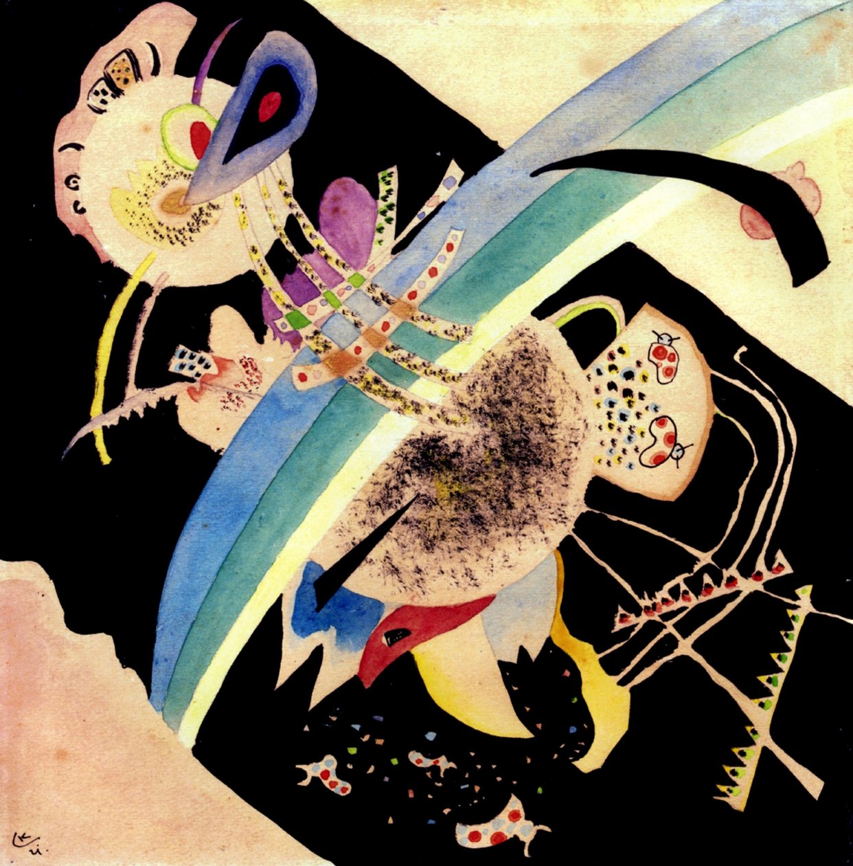 Studie for Circles on Black, 1921 (wc og blæk på papir) af Wassily Kandinsky