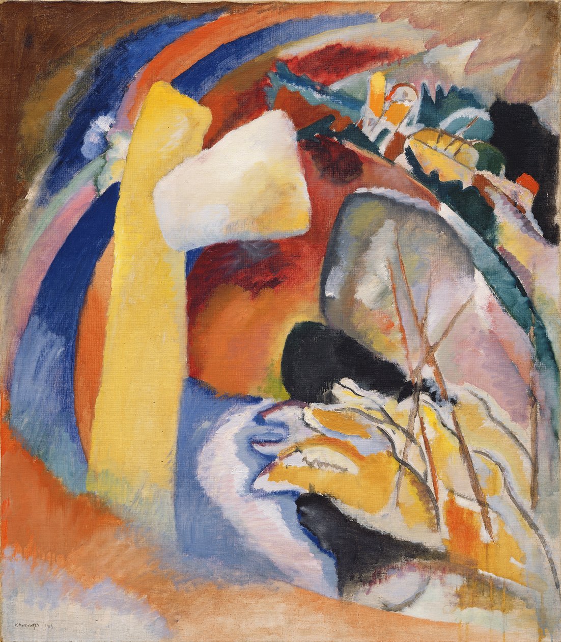 Studie til maleri med hvid form, 1913 af Wassily Kandinsky