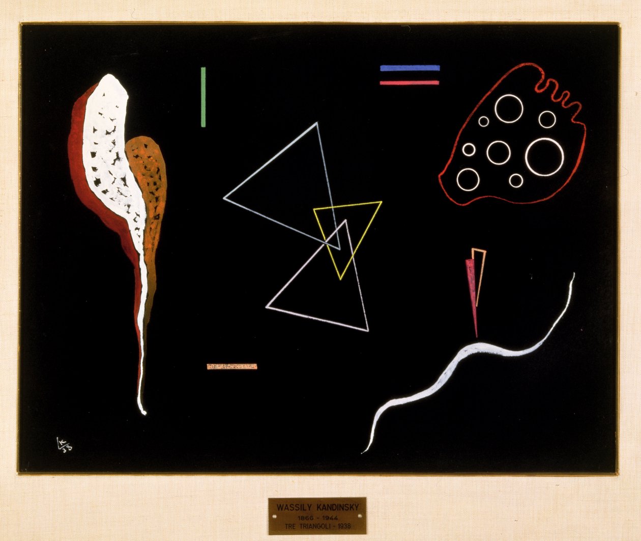 Tre trekanter, 1938 af Wassily Kandinsky