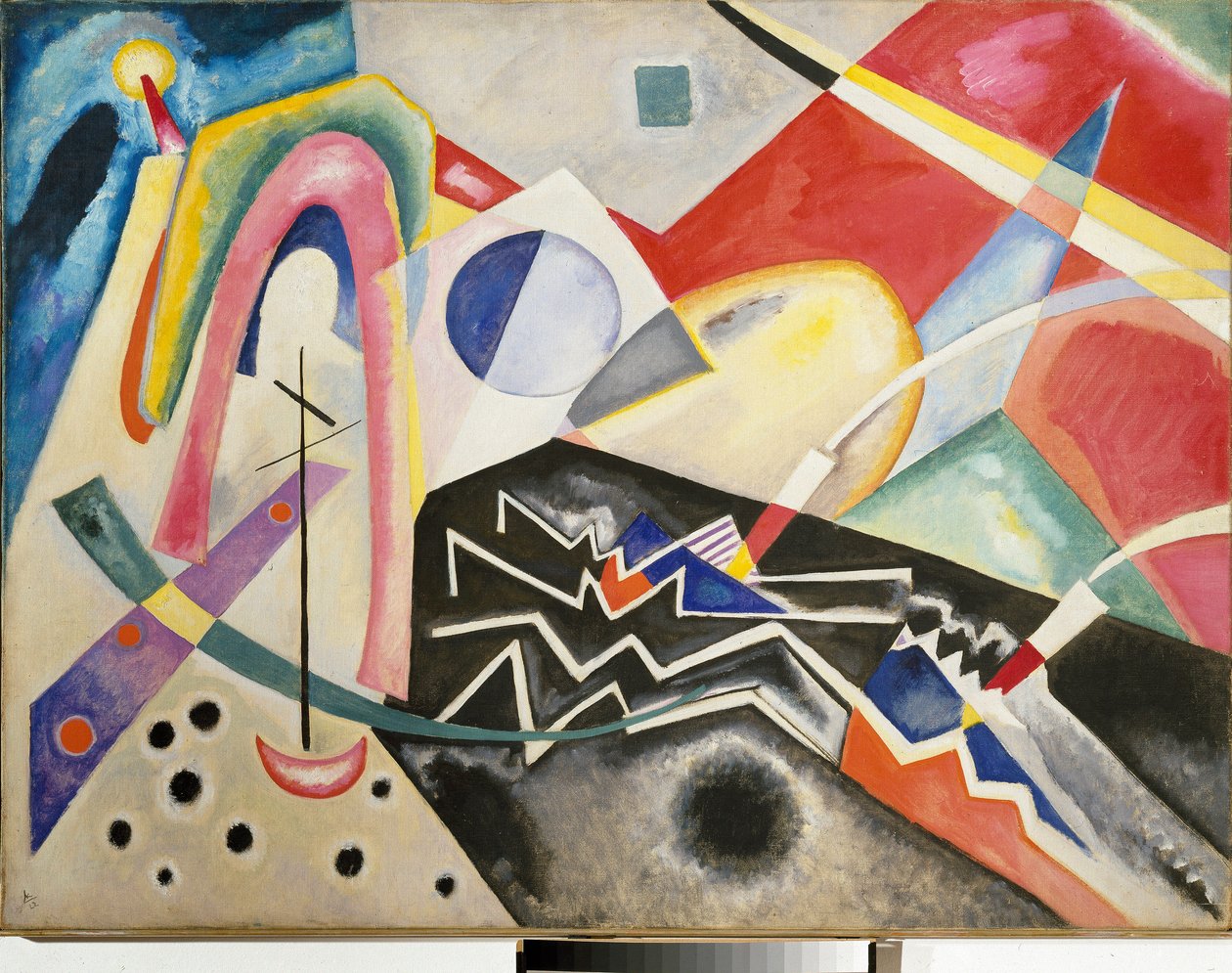 Zig-zag (zig-zag) hvid Maleri af Vassily Kandinsky (eller Wassily Kandinsky eller Kandinsky, 1866-1944) 1922 Dim. 95x125 cm Venedig, Museo dArte Moderna Ca Pesaro af Wassily Kandinsky