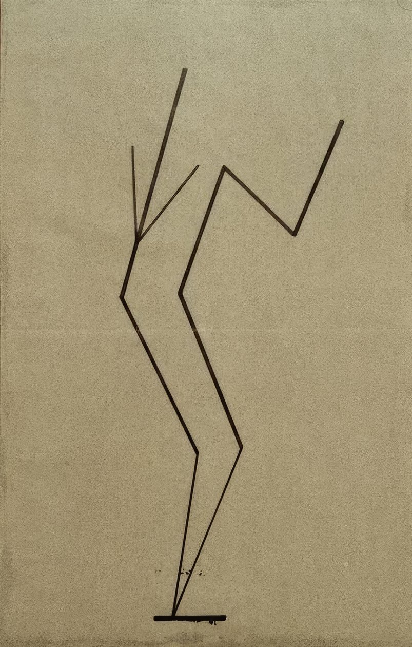 Analytisk tegning baseret på fotos af den dansende Palucca, parallel konstruktion fra et punkt nedenfor af Wassily Kandinsky