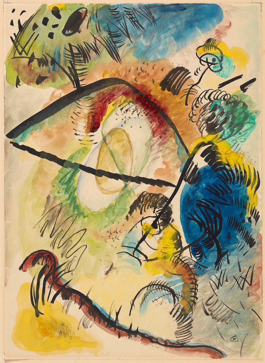 Akvarel IX (med sorte streger) af Wassily Kandinsky