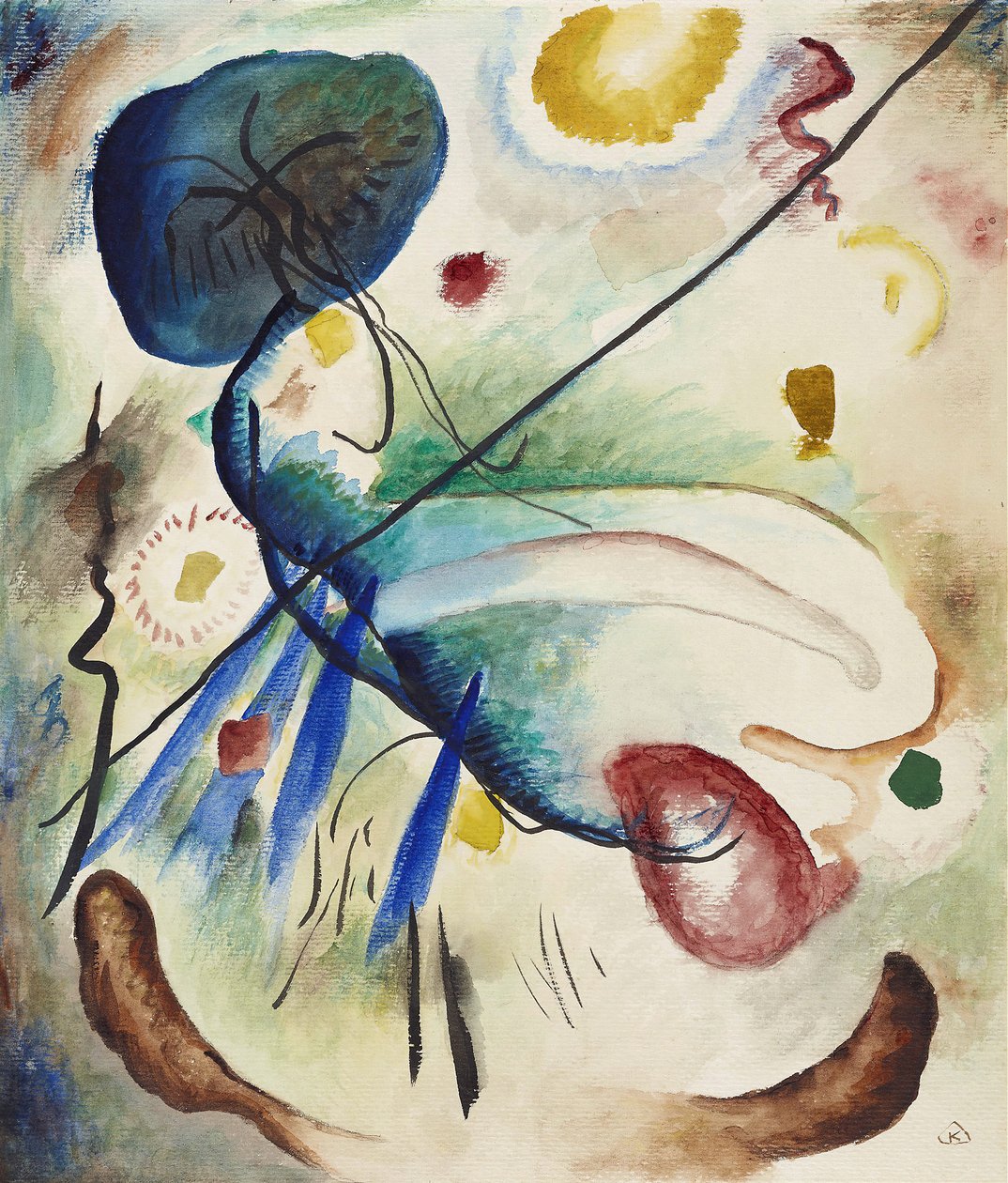 Aquarell mit Strich akvarel med streg, 1912. af Wassily Kandinsky